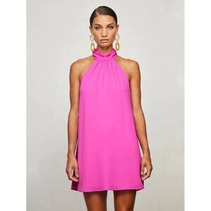 KRISA TIE BACK HALTER DRESS PINK SIZE Medium